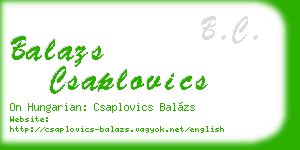 balazs csaplovics business card